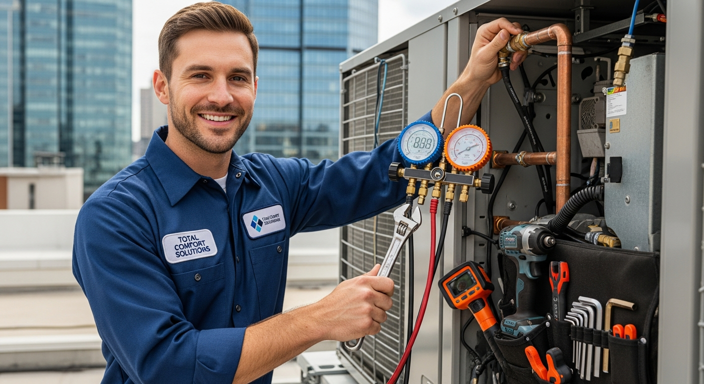 HVAC technician using OmniSAM on a tablet