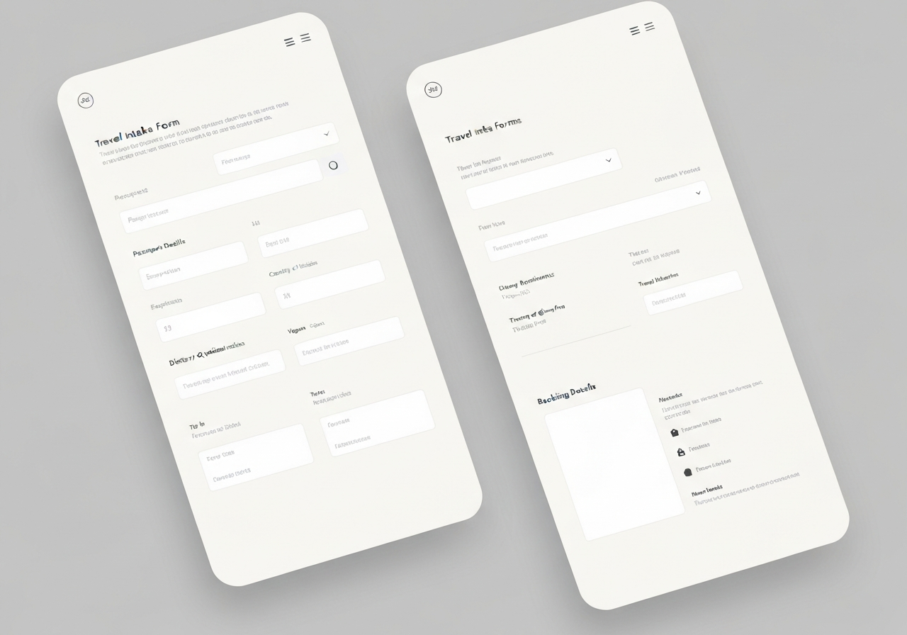 Digital intake form for travel agency