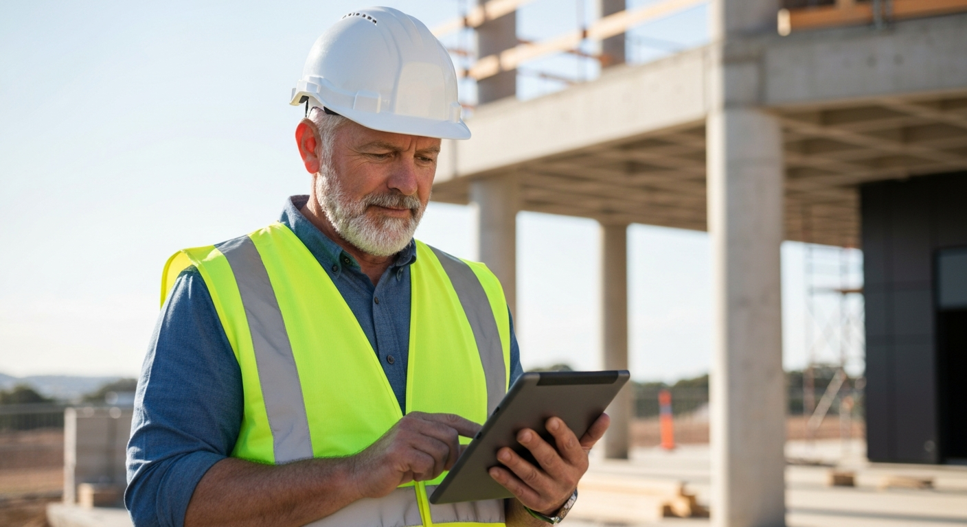 Construction site manager using OmniSAM on a tablet
