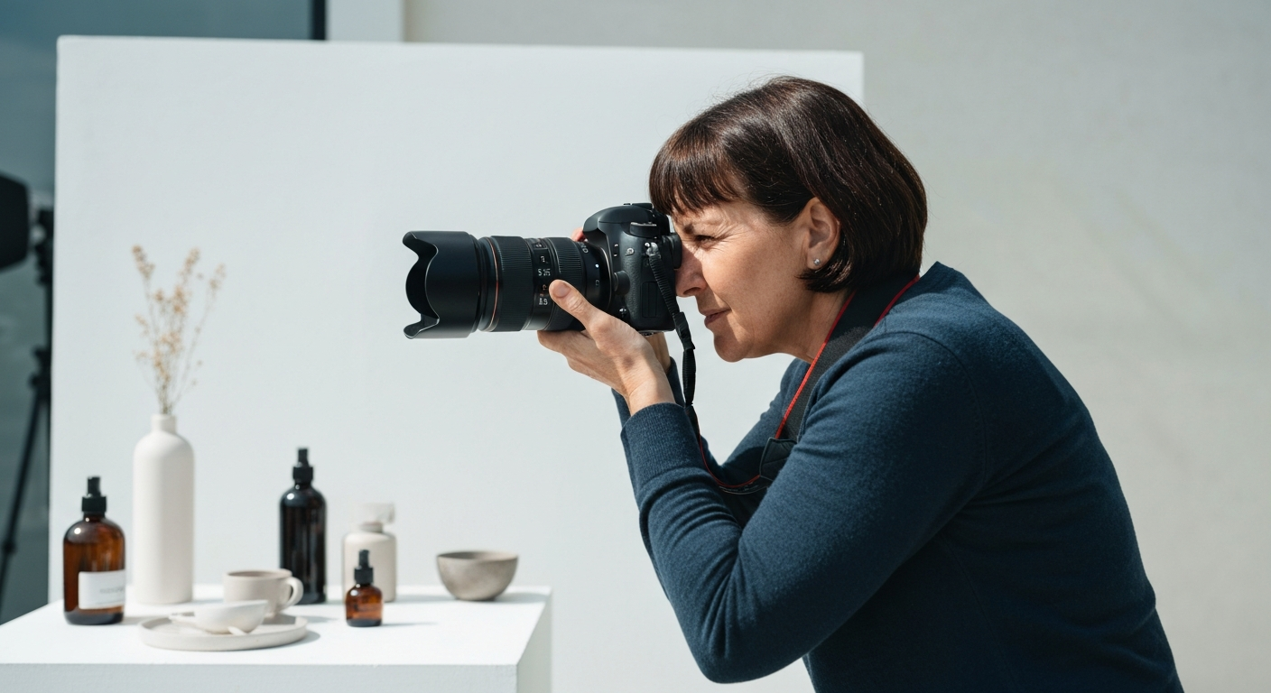 Photographer working in studio