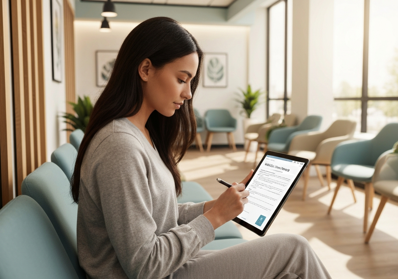 Digital intake forms on tablet