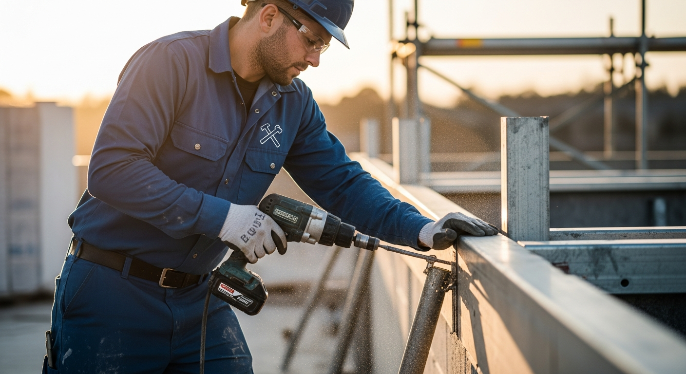 Tradesman working on site