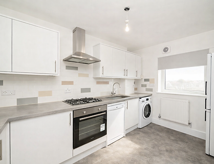 Modern white L-shaped kitchen design