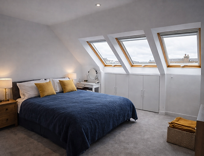Modern room with angled windows