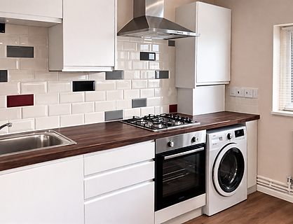 Modern Kitchen with Gloss Tile Splashback