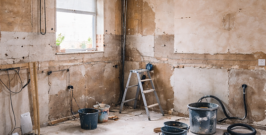 Construction phase during property renovation project