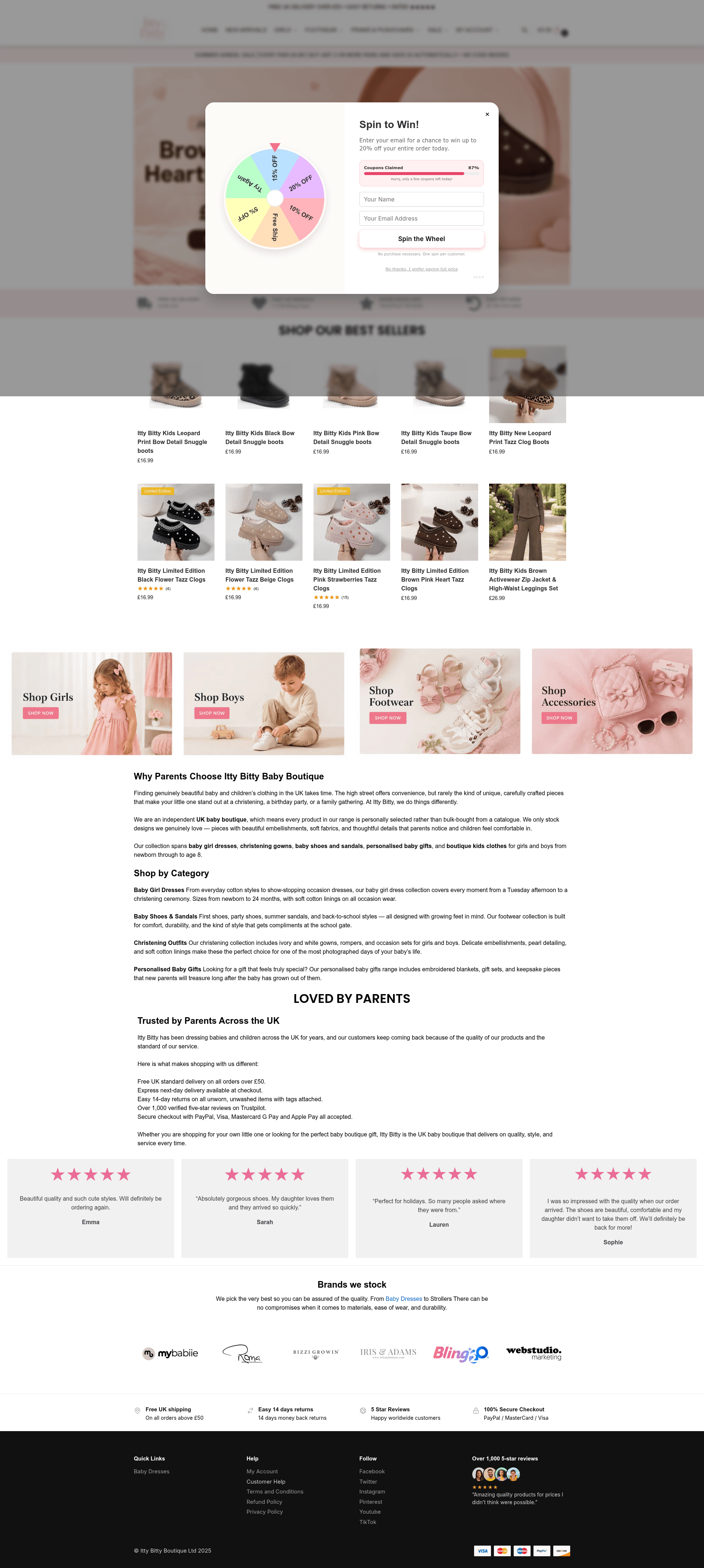 ITTY BITTY live website screenshot