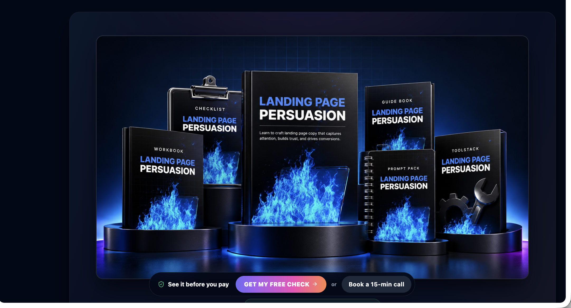 Landing Page Persuasion Toolkit complete digital bundle — Ebook, Checklist, Workbook, Guide, Prompt Pack, and Toolstack