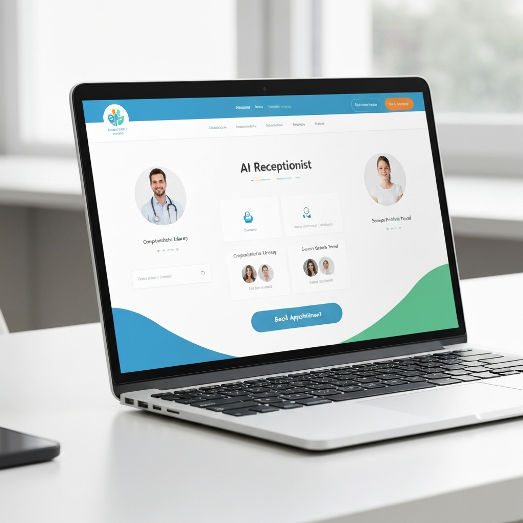 Modern health clinic website with AI features on a laptop