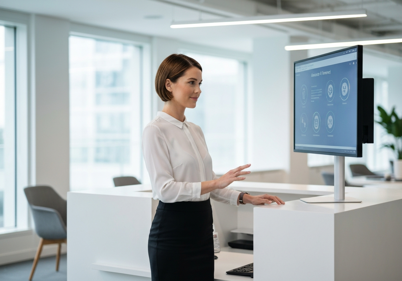 Australian female receptionist using AI to run the business