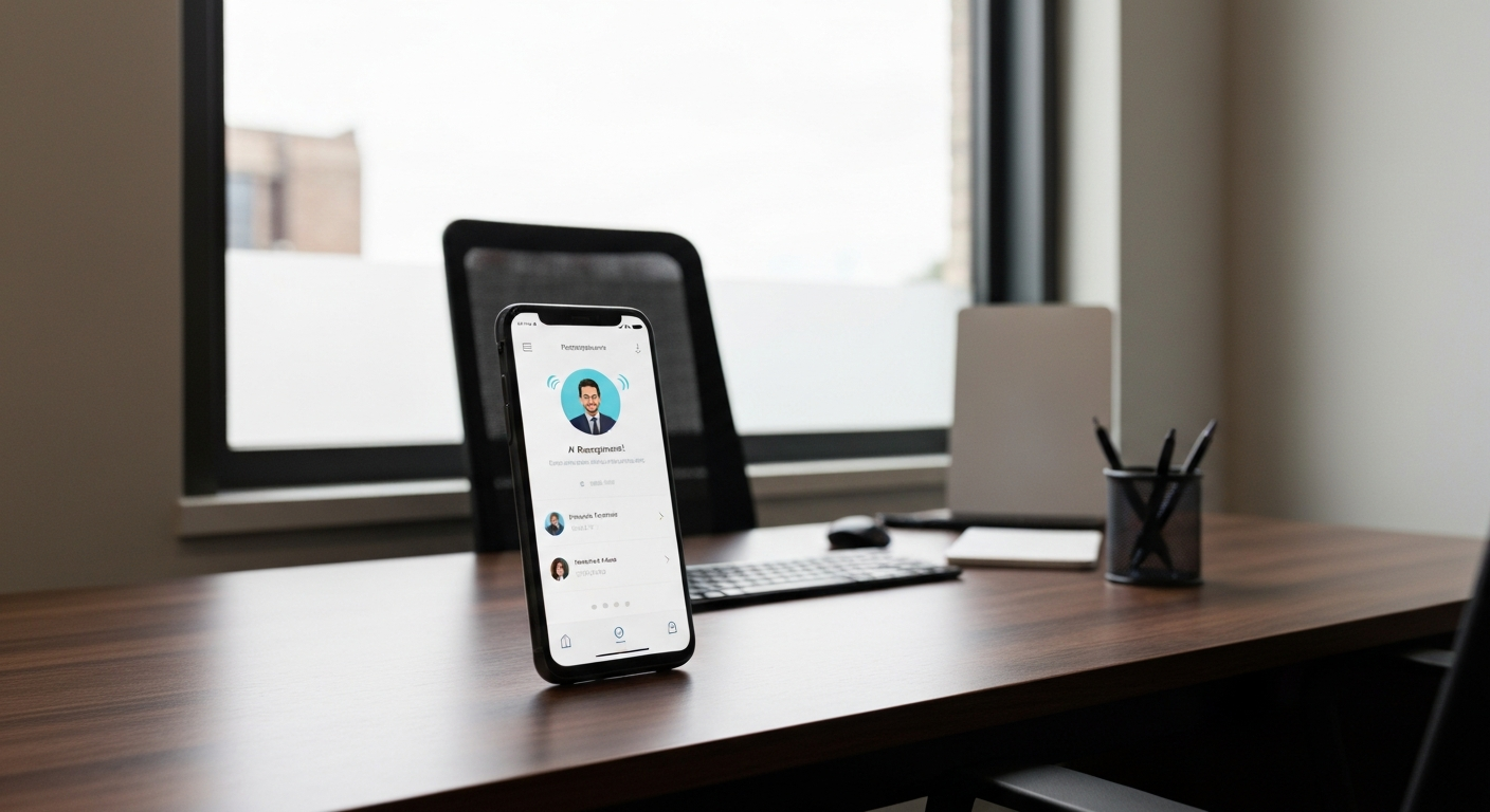 AI Receptionist interface on smartphone