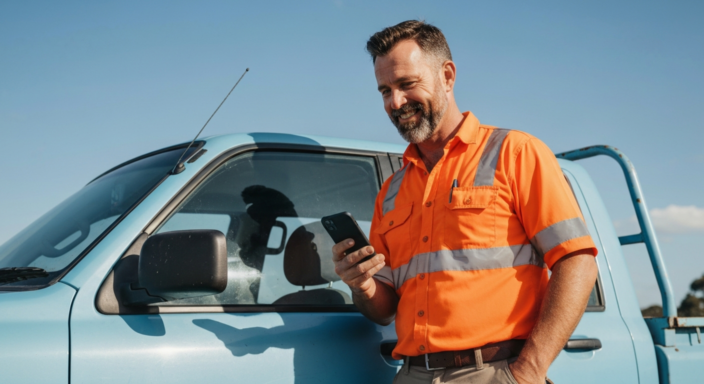 Tradie on phone