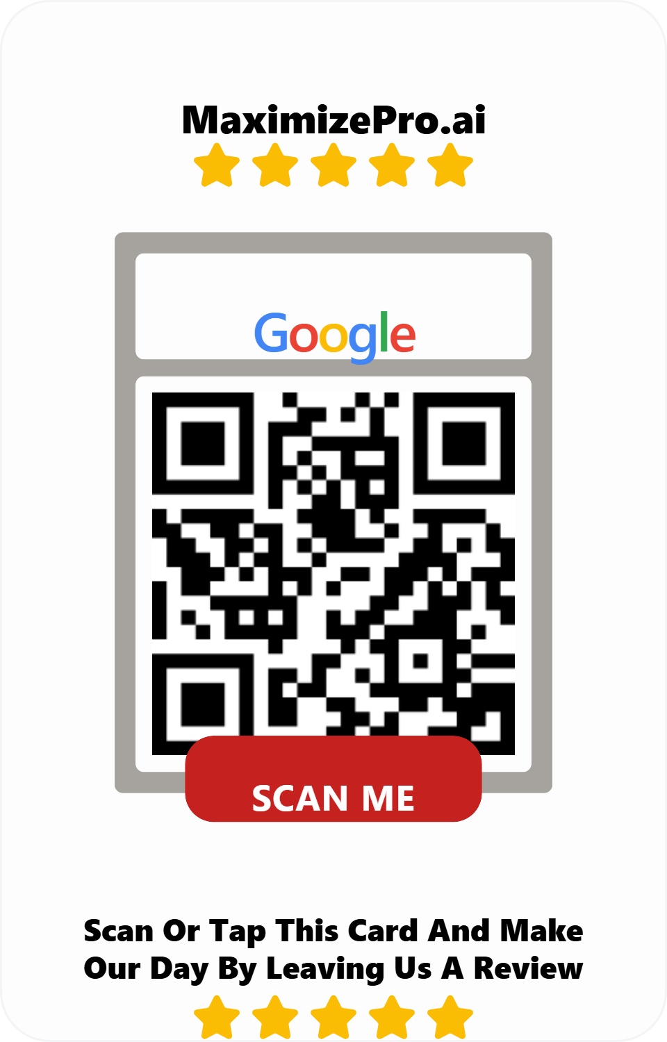 Google Review NFC Card Back