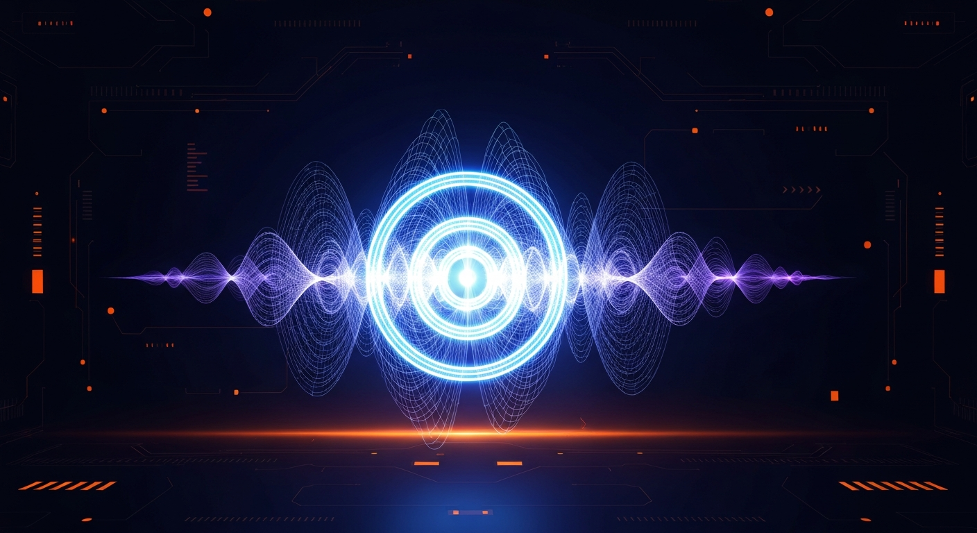 Abstract visualization of AI voice assistant and natural language processing