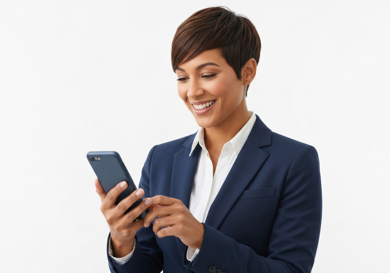 Professional managing schedule on smartphone