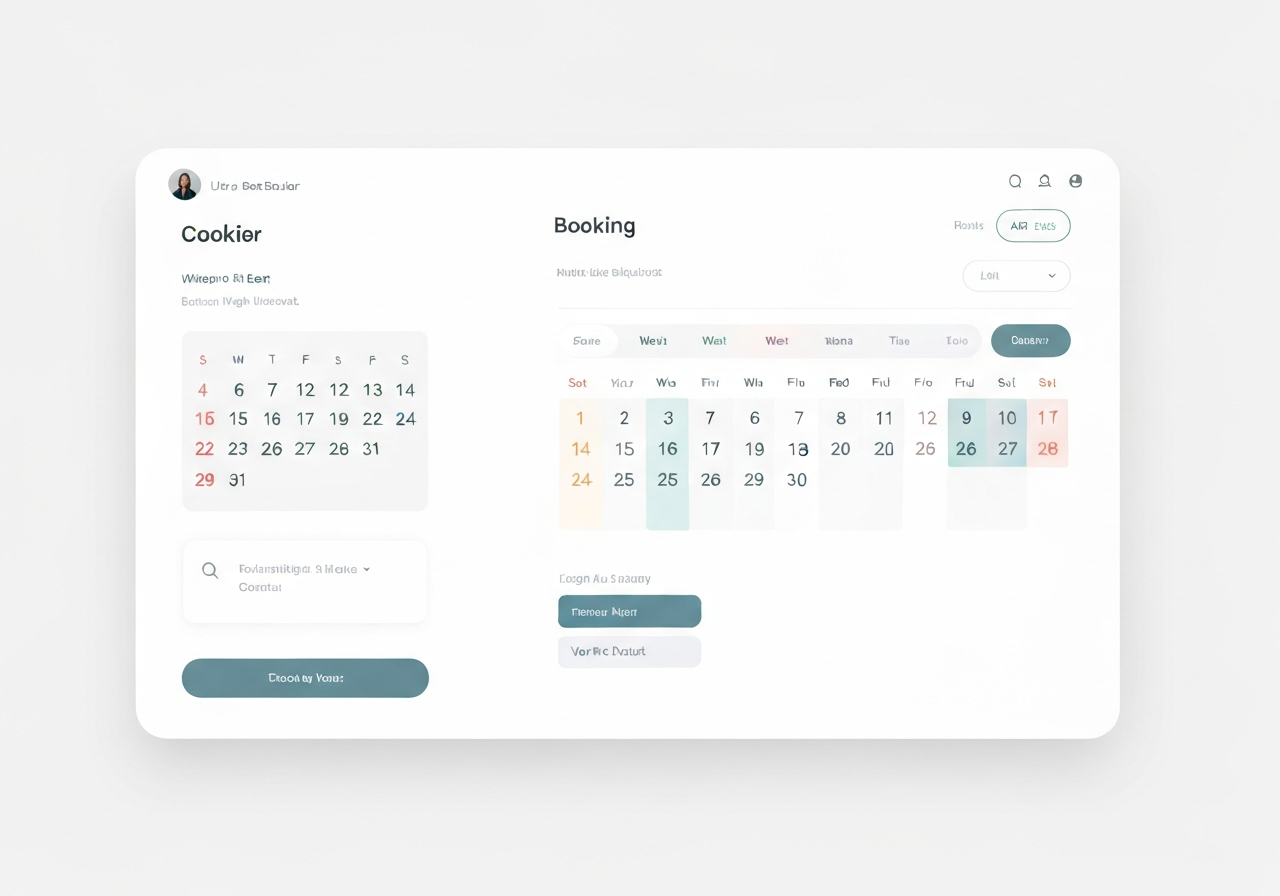 Clean calendar booking interface mockup