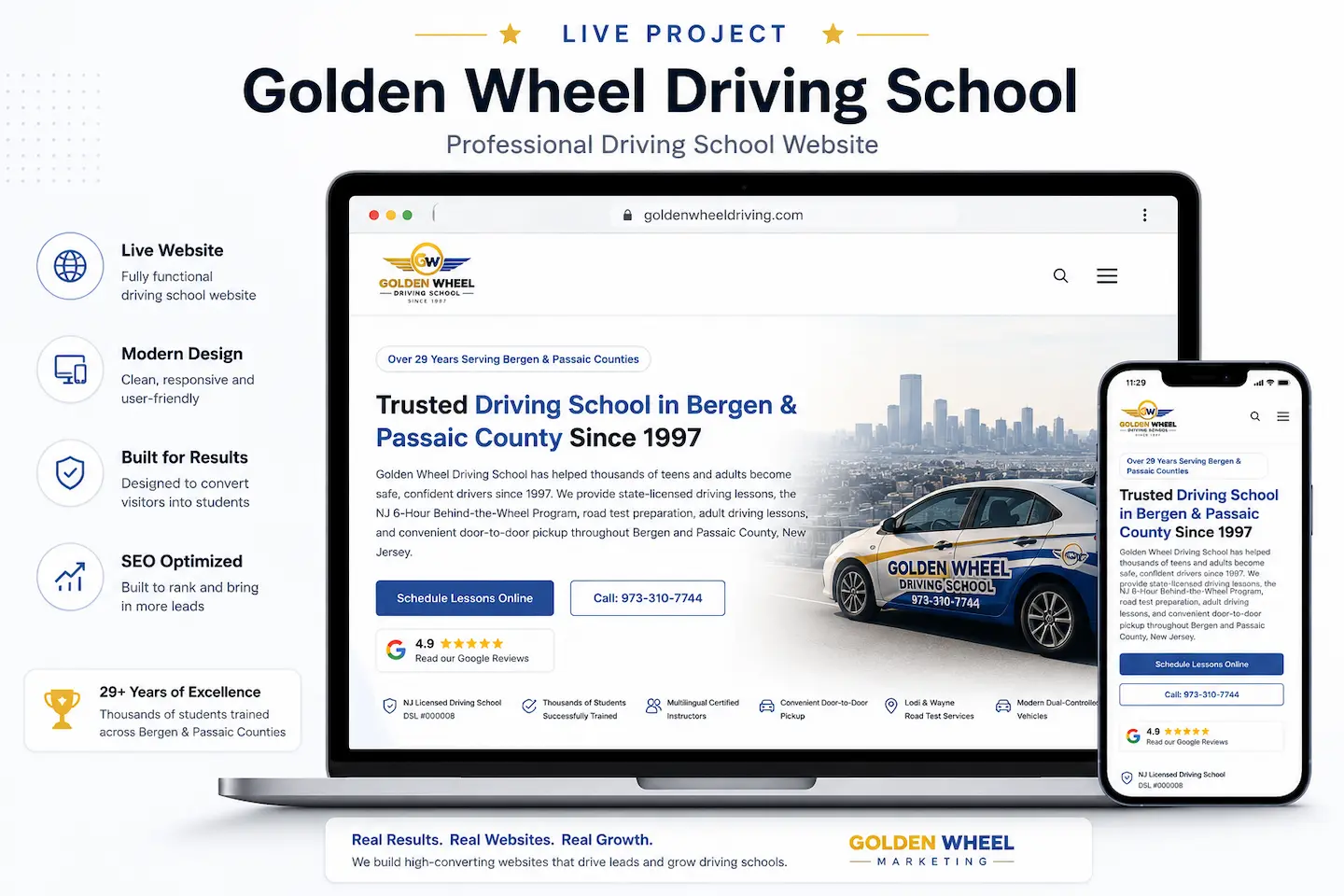 Golden Wheel Driving School Website Preview