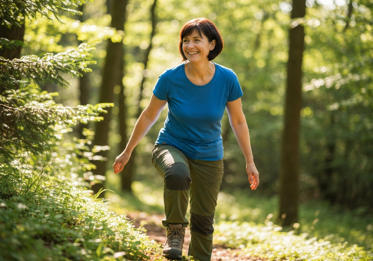 Active middle-aged woman outside