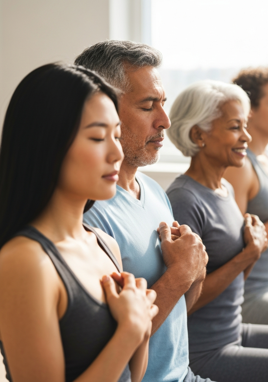 Group deep breathing exercises