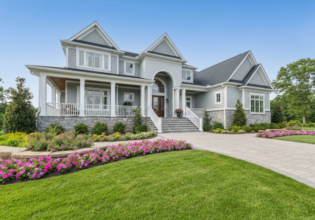 Large home exterior with fresh paint