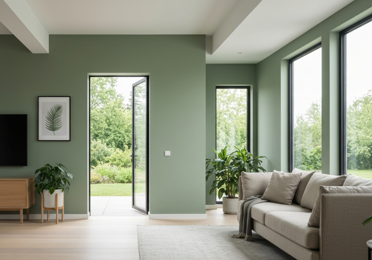 Living space with clean painted walls