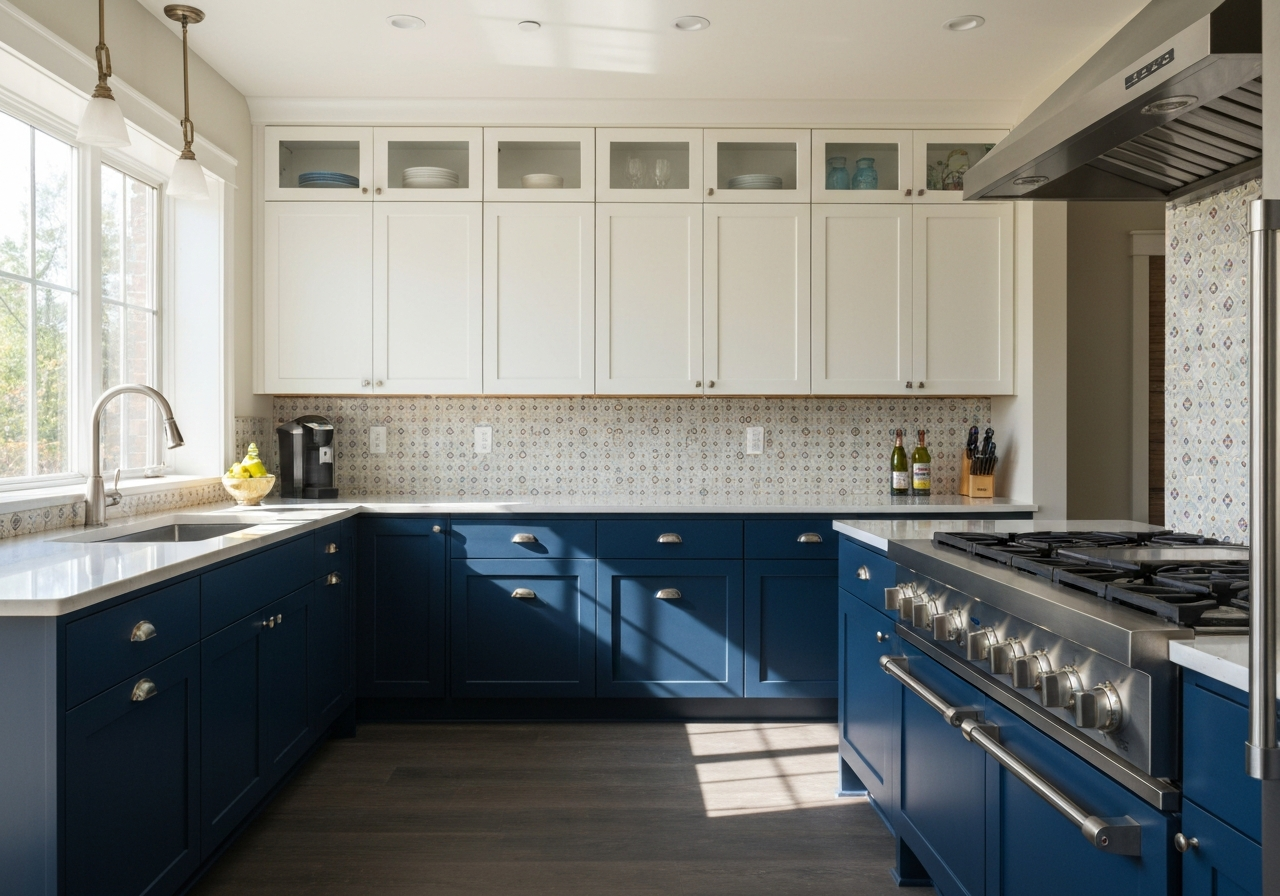 Modern kitchen with custom painted cabinets