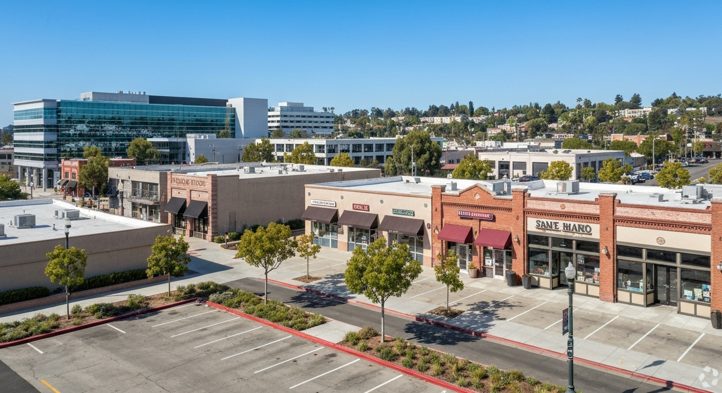 Suburban commercial real estate and retail centers in Montebello, California