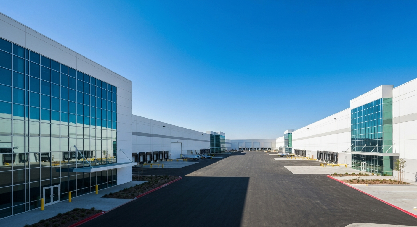 Large industrial warehouses and logistics centers in Commerce, California