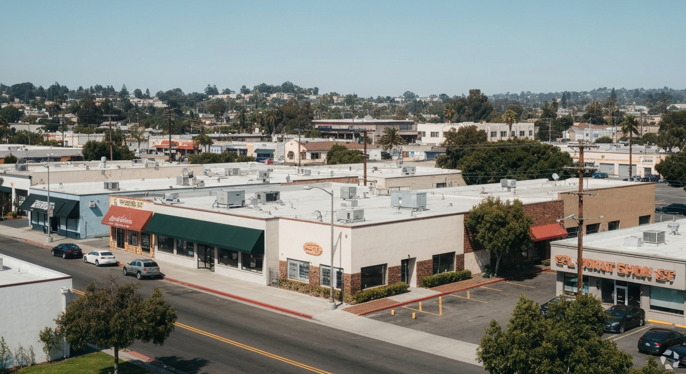 Commercial properties and retail businesses along Pacific Coast Highway in Lomita, California
