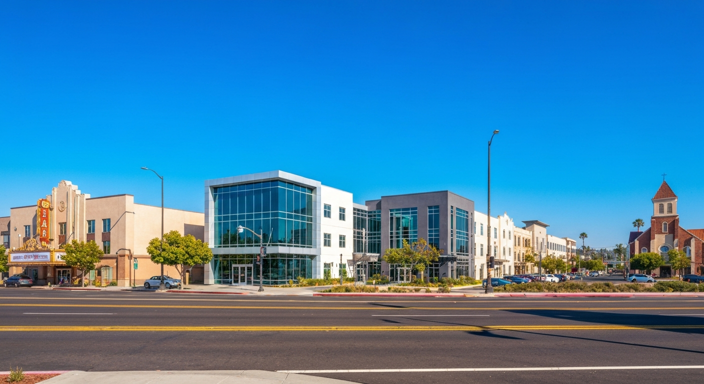 Historic retail and medical offices in Whittier, California