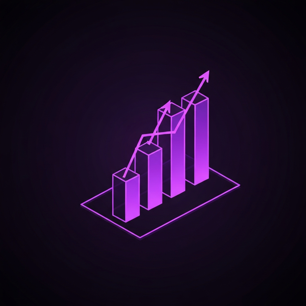 3D minimal purple interconnected growth chart