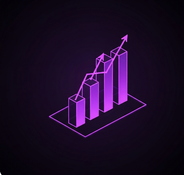 3D minimal purple interconnected growth chart