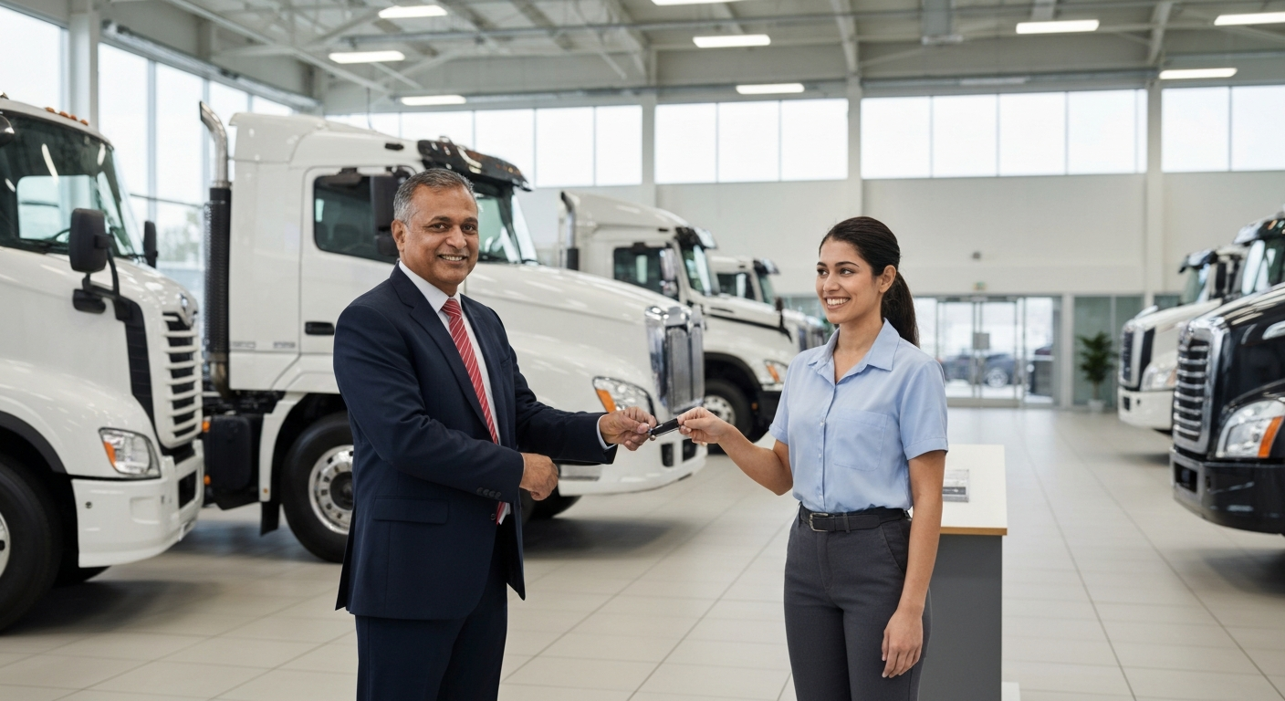 Professional commercial truck dealership showroom