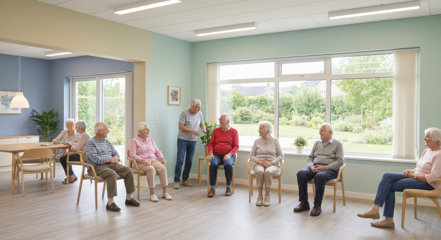 Seniors socializing and laughing