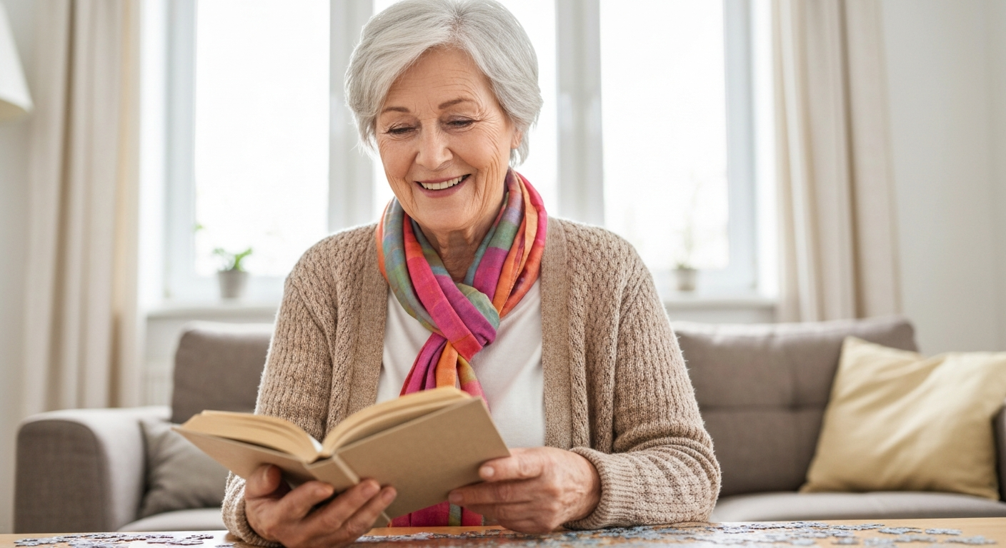 Happy senior engaged in an activity