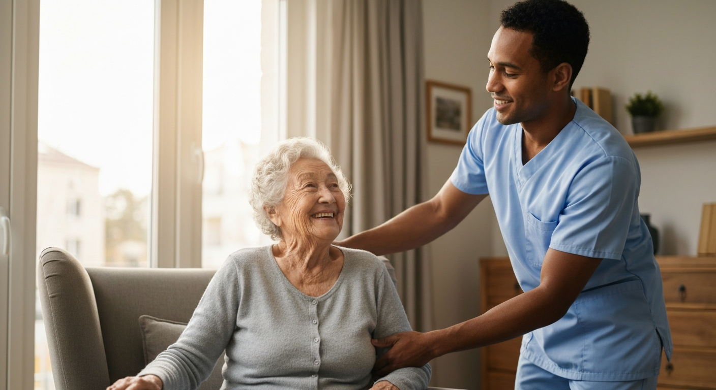 Caregiver helping senior in Fox Point