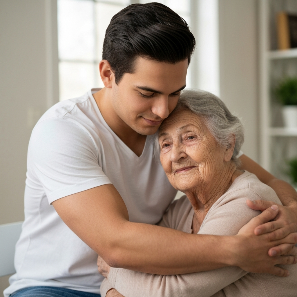 Caregiver helping senior
