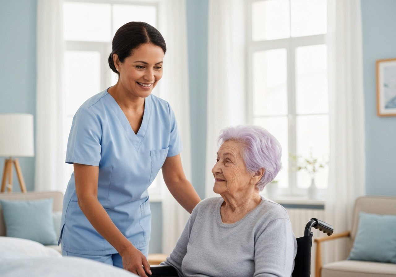 Caregiver assisting a senior