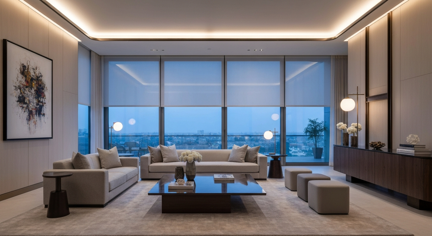 Luxury home interior with custom lighting