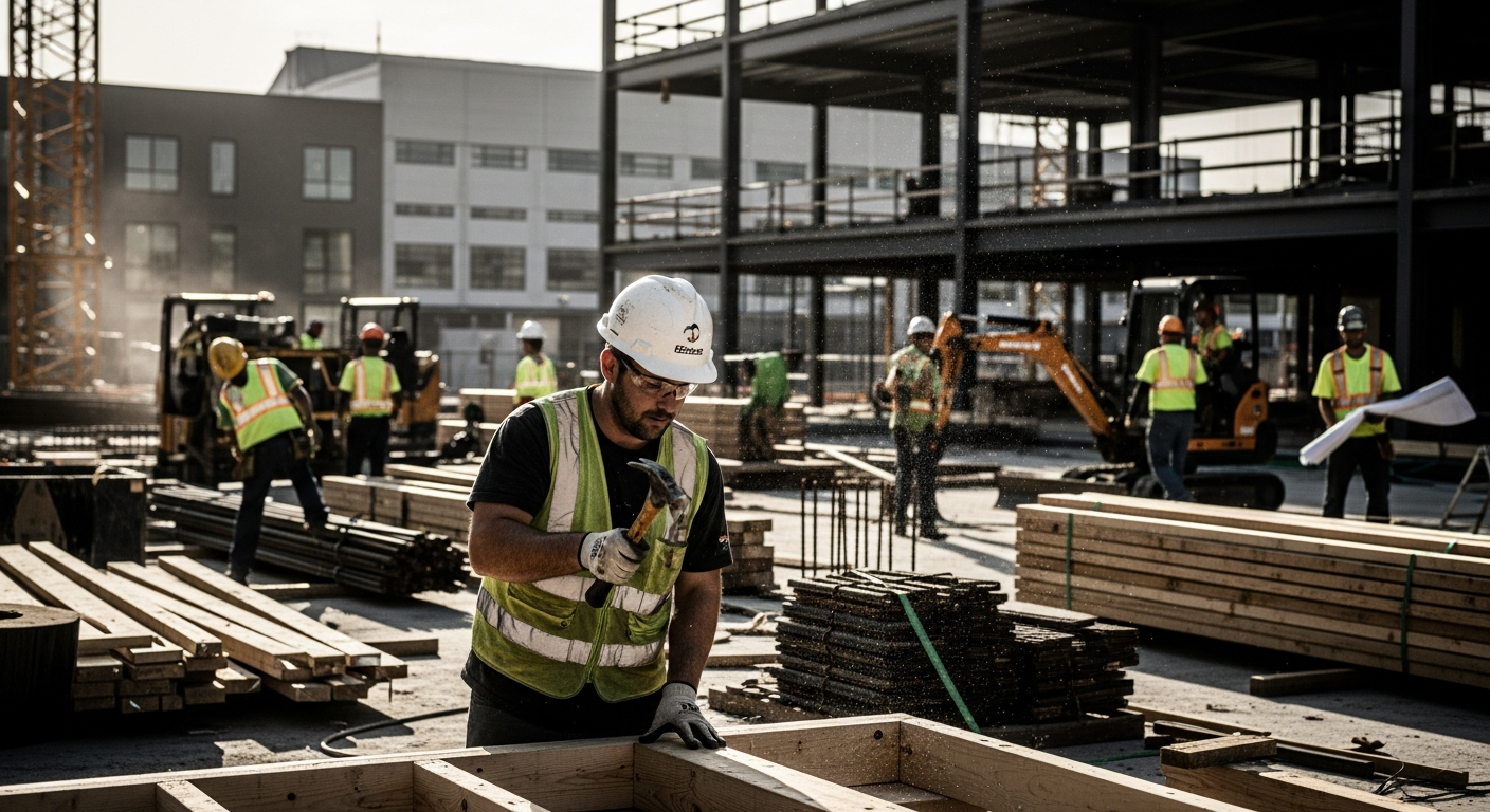 Candid construction site work