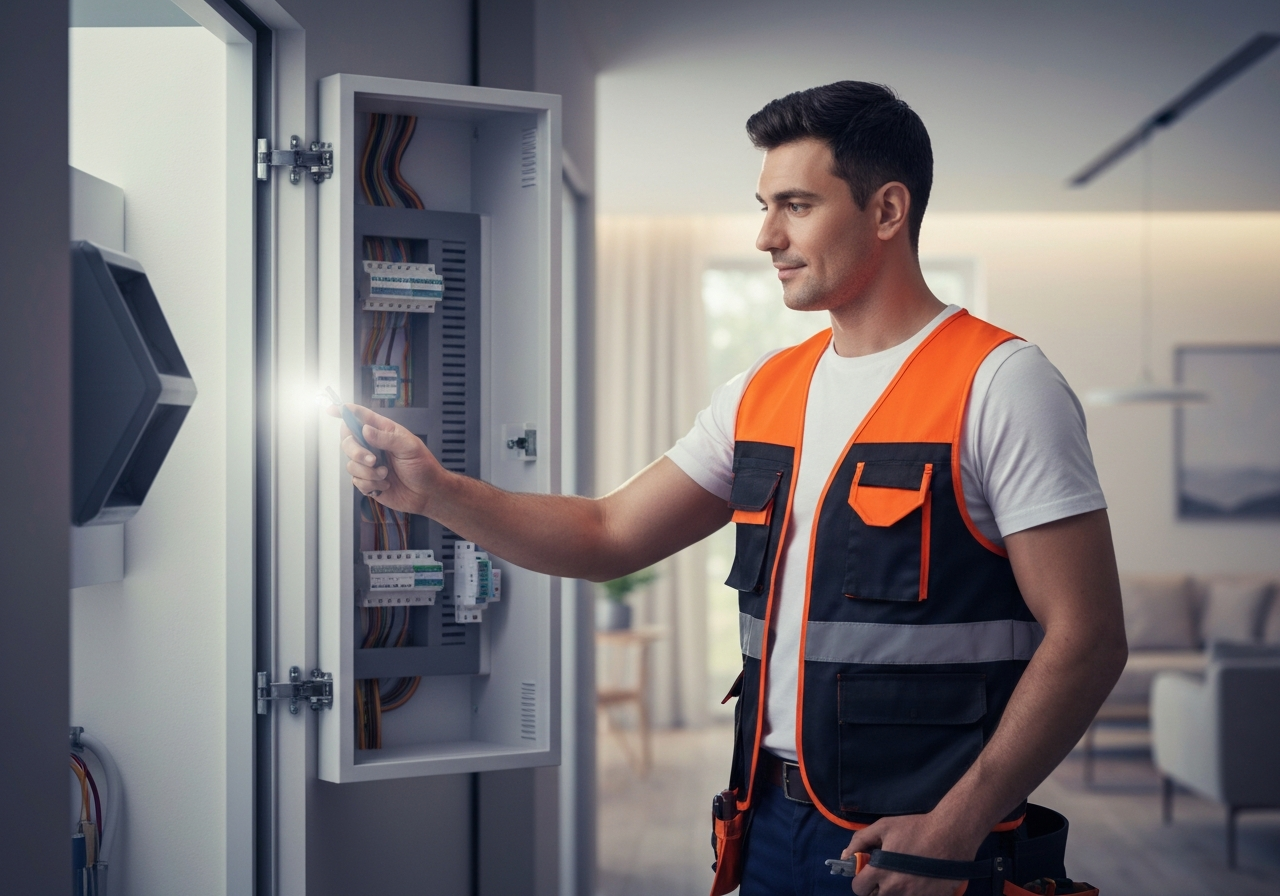 Expert electrician at work