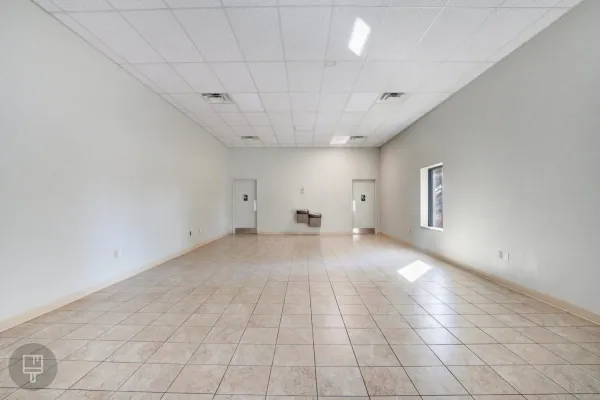 Empty room with reflective floor