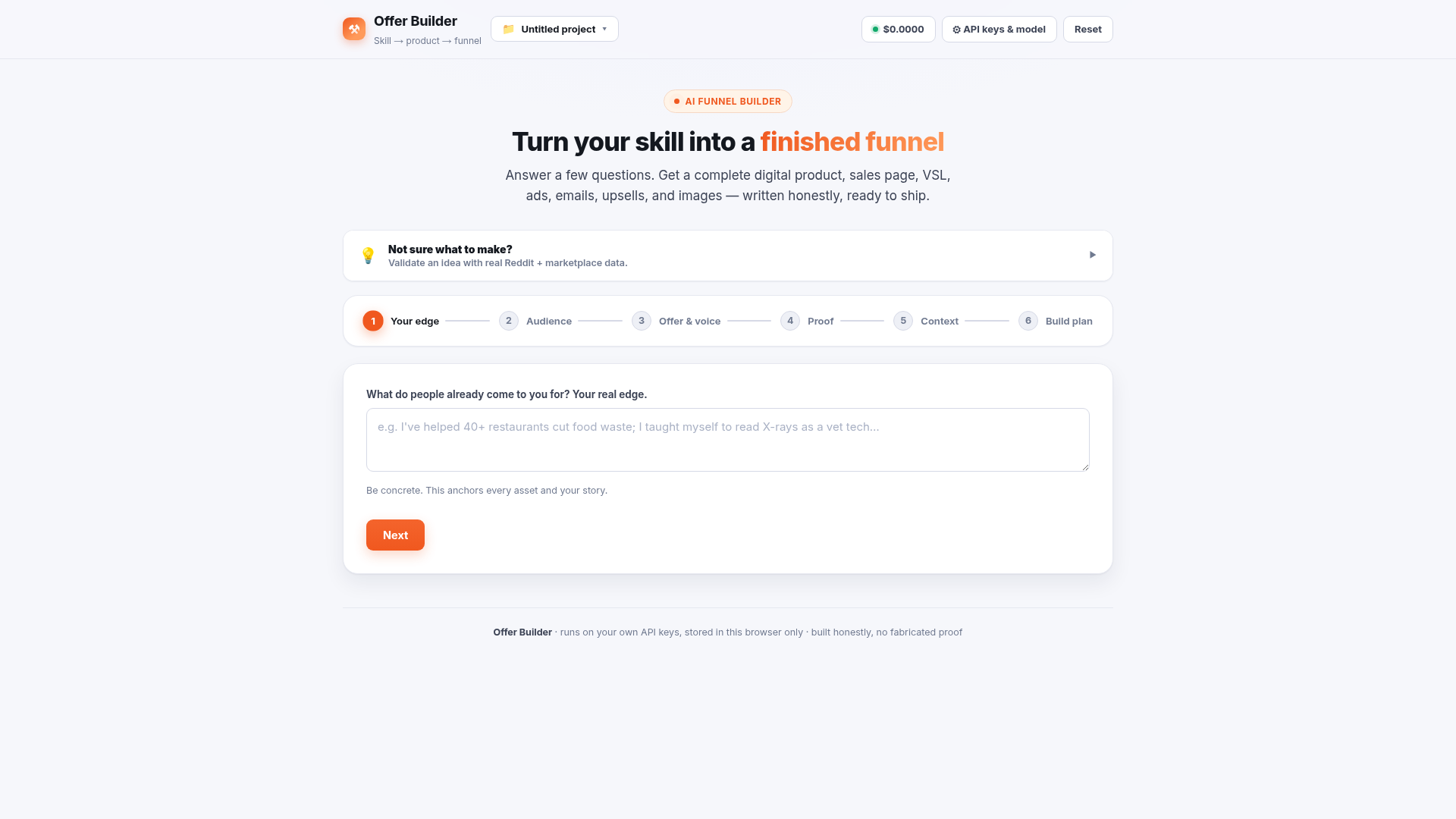 Offer Builder - AI Funnel Builder Screenshot