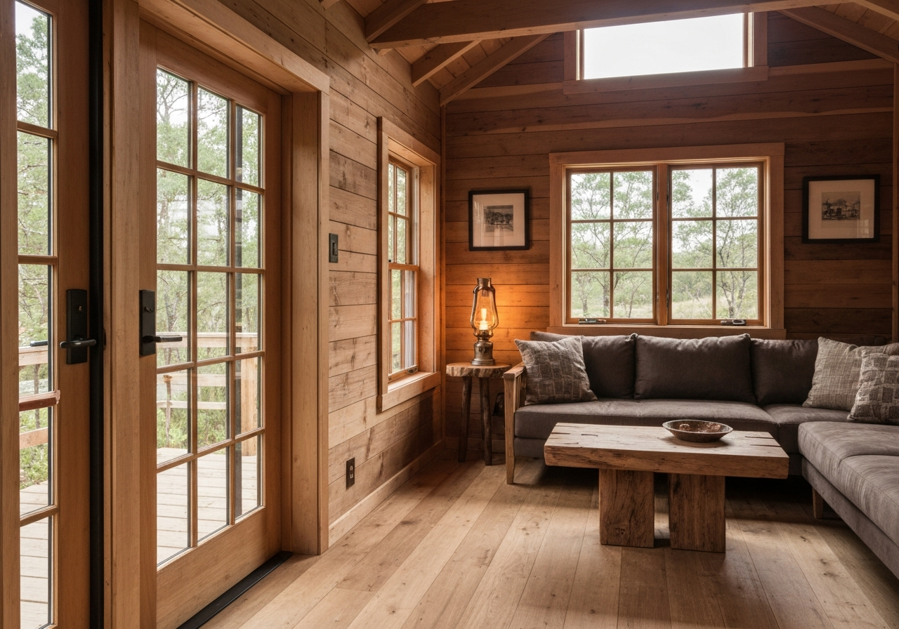 Interieur van off-grid cabin door Michael Crijns, eigenaar Michael's Woodwork en Off-grid projecten specialist Maastricht Nederland