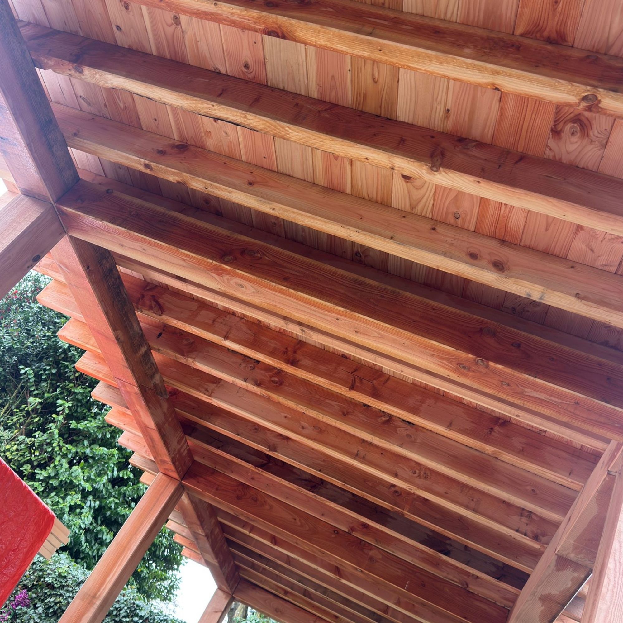 Overkapping met Douglashout door Michael Crijns, eigenaar Michael's Woodwork en Off-grid projecten specialist Maastricht Nederland