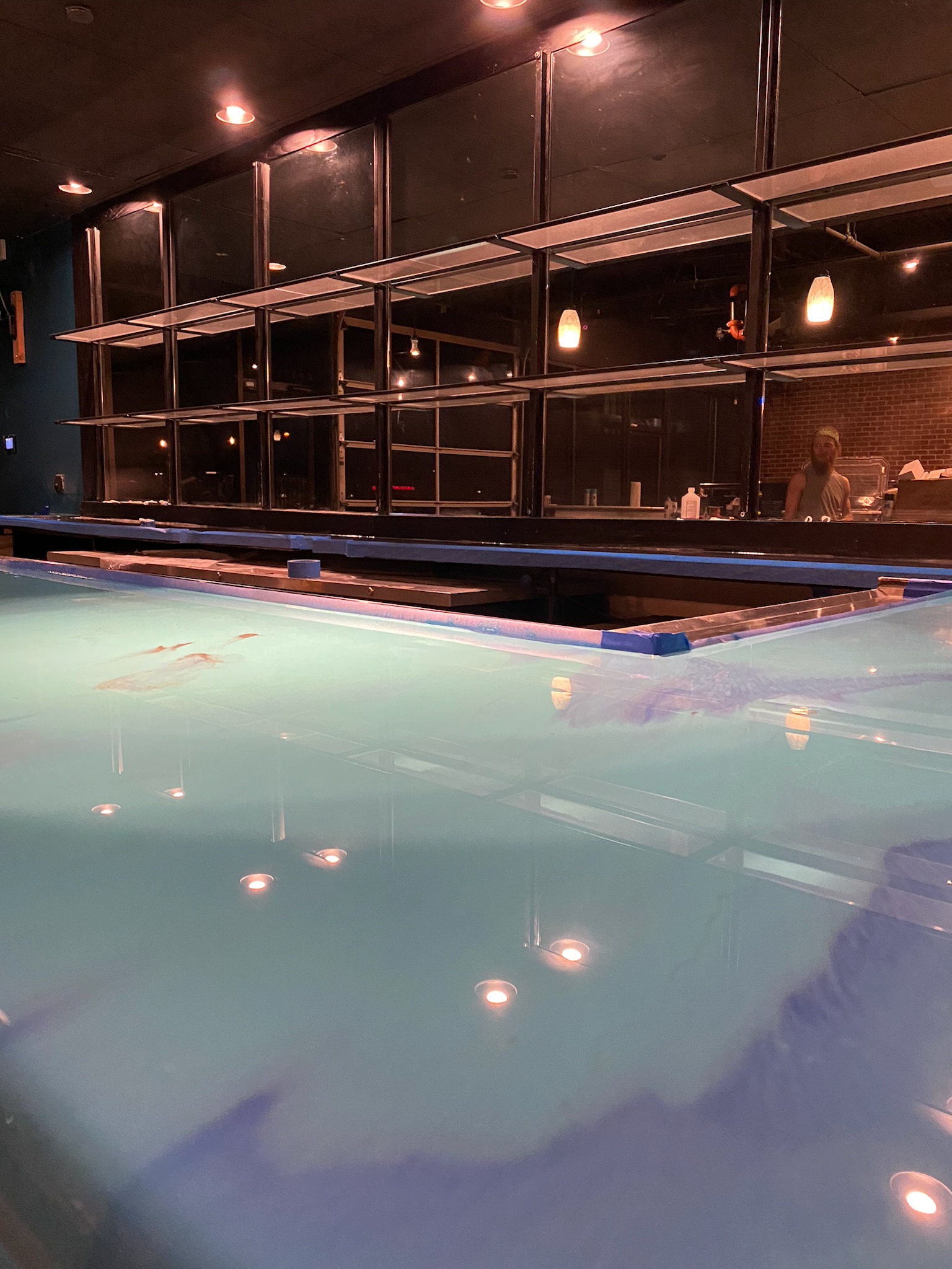 Blue epoxy bar counter