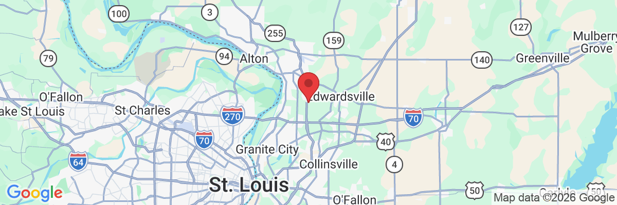 Map showing service area in Illinois and Missouri