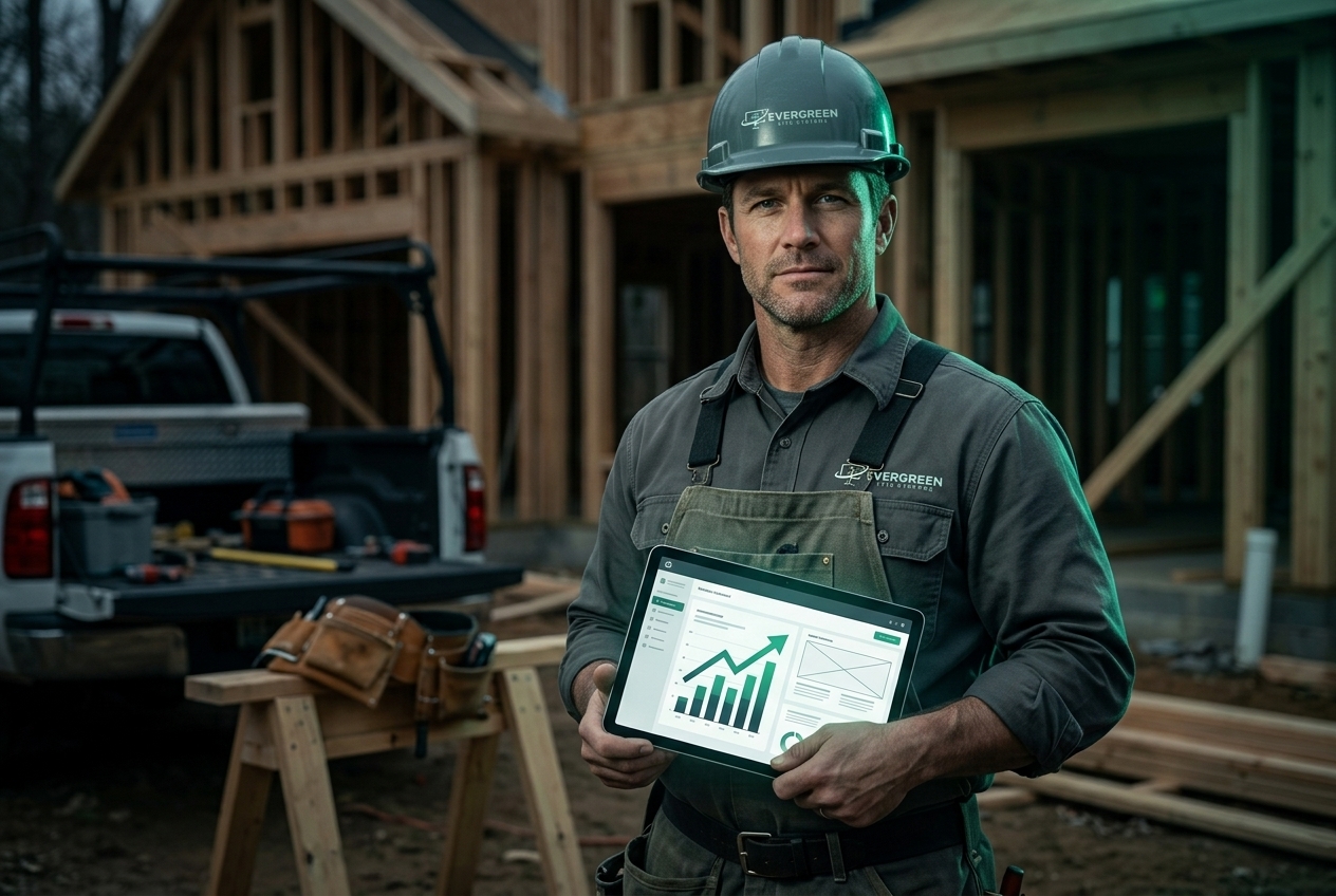 Home service contractor in work gear ready to respond to leads captured by a marketing system