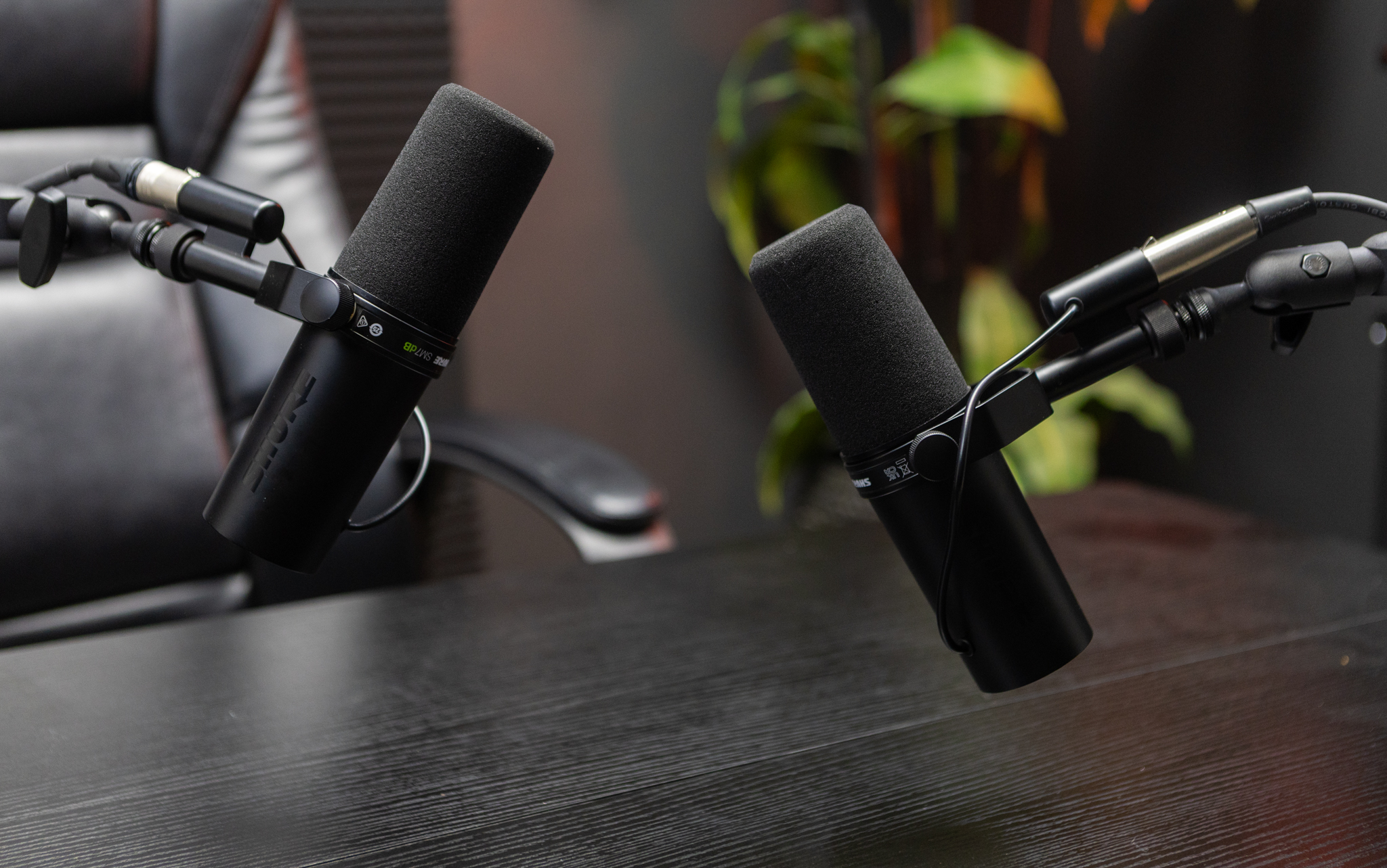 BLP Creative Studio podcast setup - dual broadcast microphones