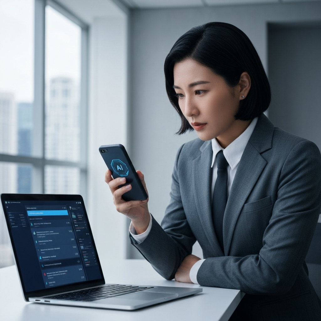 Person looking at phone comparing search results